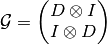 \mathcal{G} =
\begin{pmatrix}
  D \otimes I
  \\
  I \otimes D
\end{pmatrix}