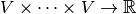 V \times \cdots \times V \rightarrow \mathbb{R}