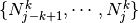 \{ N_{j-k+1}^k,\cdots,N_{j}^k \}
