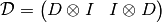 \mathcal{D} =
\begin{pmatrix}
  D \otimes I
 &
  I \otimes D
\end{pmatrix}