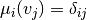 \mu_i(v_j) = \delta_{ij}
